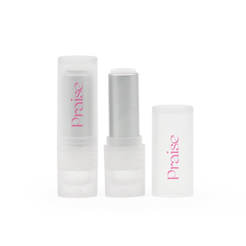 Production wholesale transparent frosted lipstick containers round empty plastic lipstick tube packaging