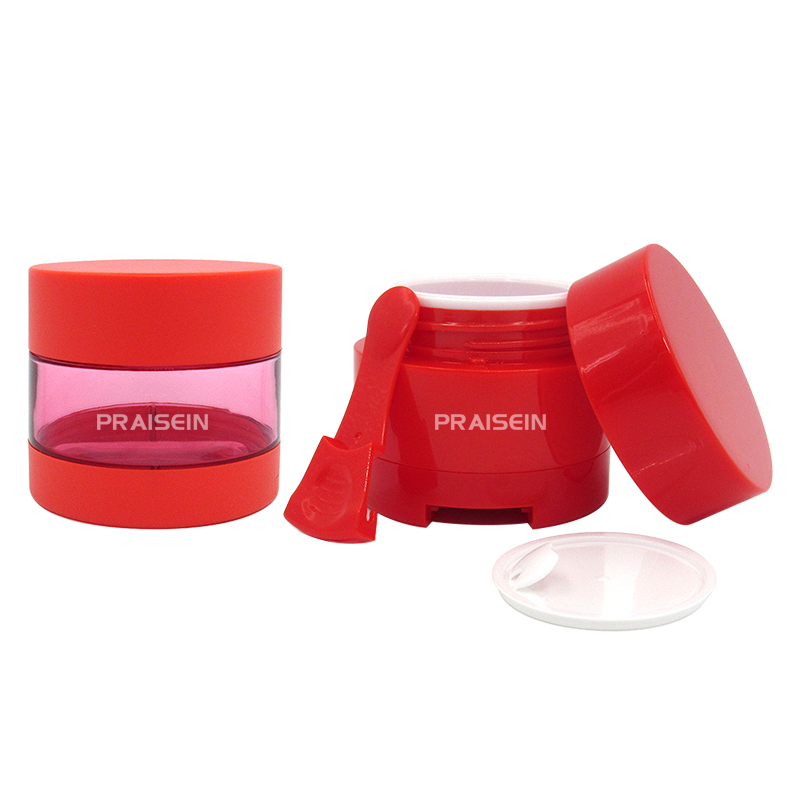 New round cream jar cosmetic container custom wholesale 50g/80g/100g empty transparent face cream jars with plastic spoon