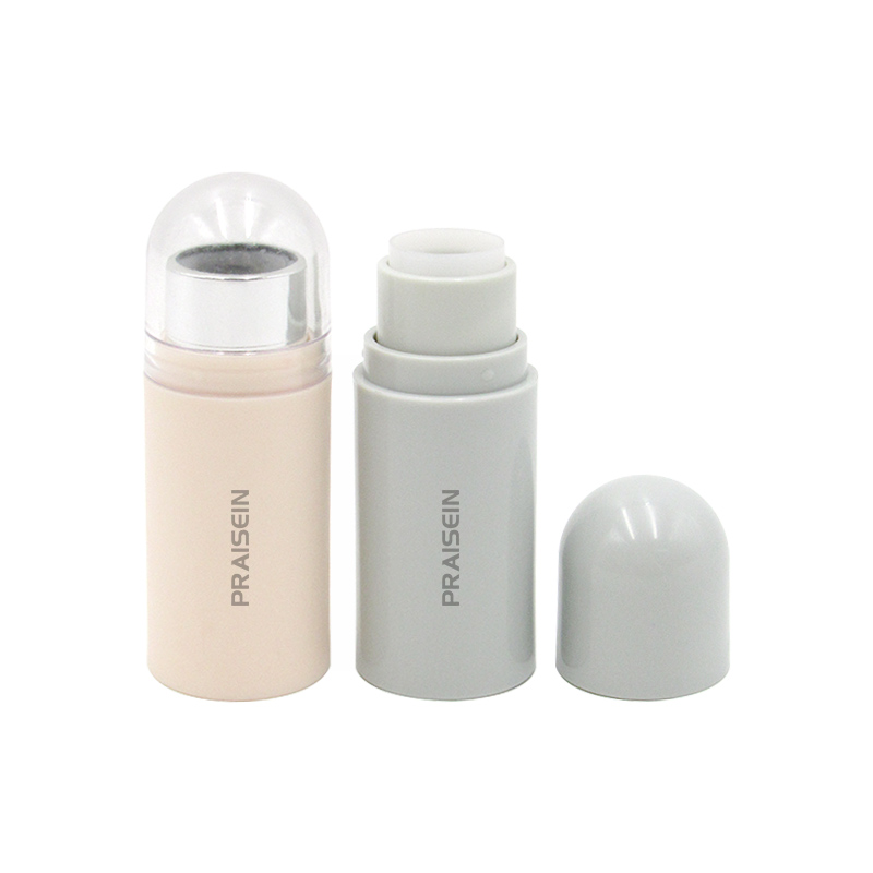 Empty blue plastic blush stick tube custom printed pattern round cosmetic concealer foundation stick packaging