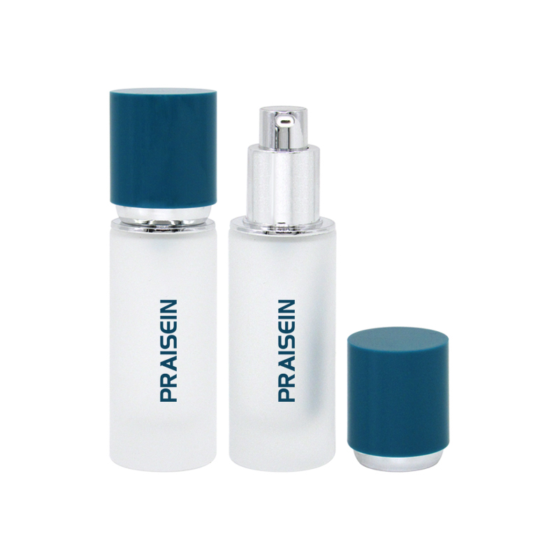 30ml custom new round frosted glass lotion bottle with lid empty essence bottle skin care packaging