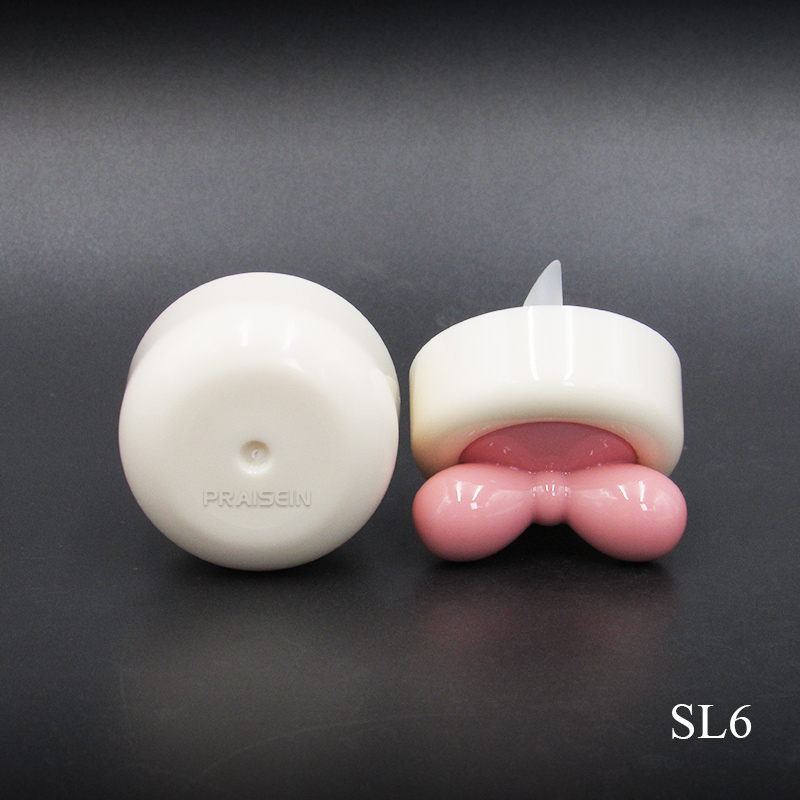 Cute Round Cosmetic Lip Gloss Container 4-5g Bow Top Plastic Empty Lip Gloss Tube