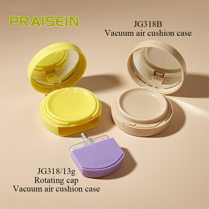 New press type airless air cushion case plastic packaging custom logo 13g circular screw lid air cushion foundation case