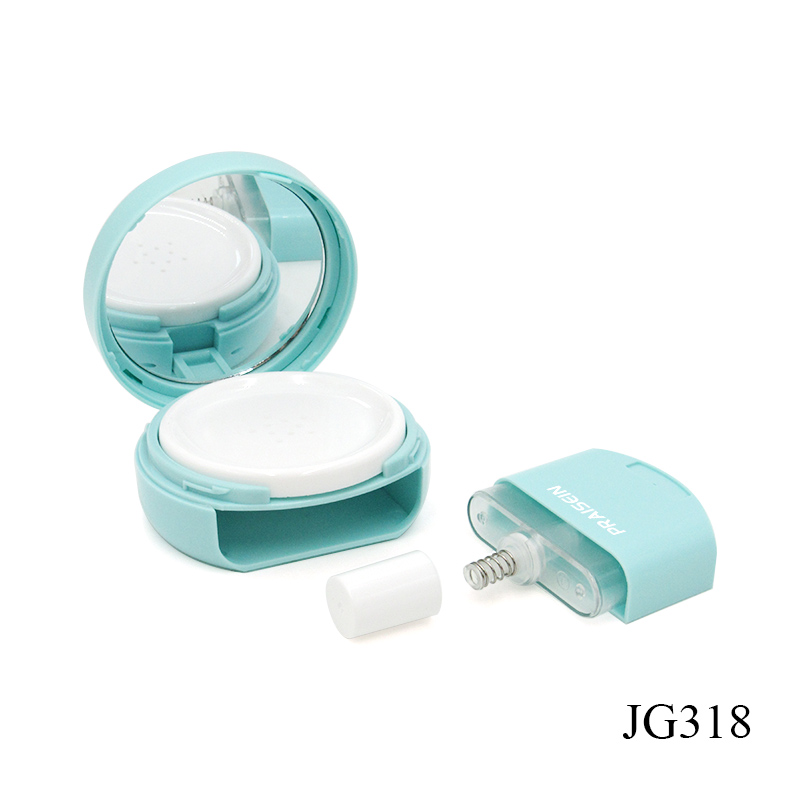 New press type airless air cushion case plastic packaging custom logo 13g circular screw lid air cushion foundation case