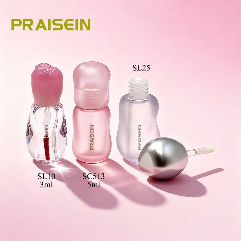 Pink clear lip gloss tube with wand 3ml 5ml cosmetic packaging container unique frosted lip gloss tube wholesale