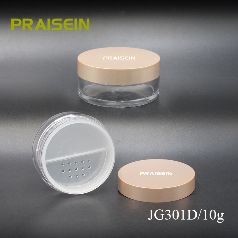 Factory Manufactures 10g Plastic Clear Empty Loose Powder Case with Rotary Mesh Screen