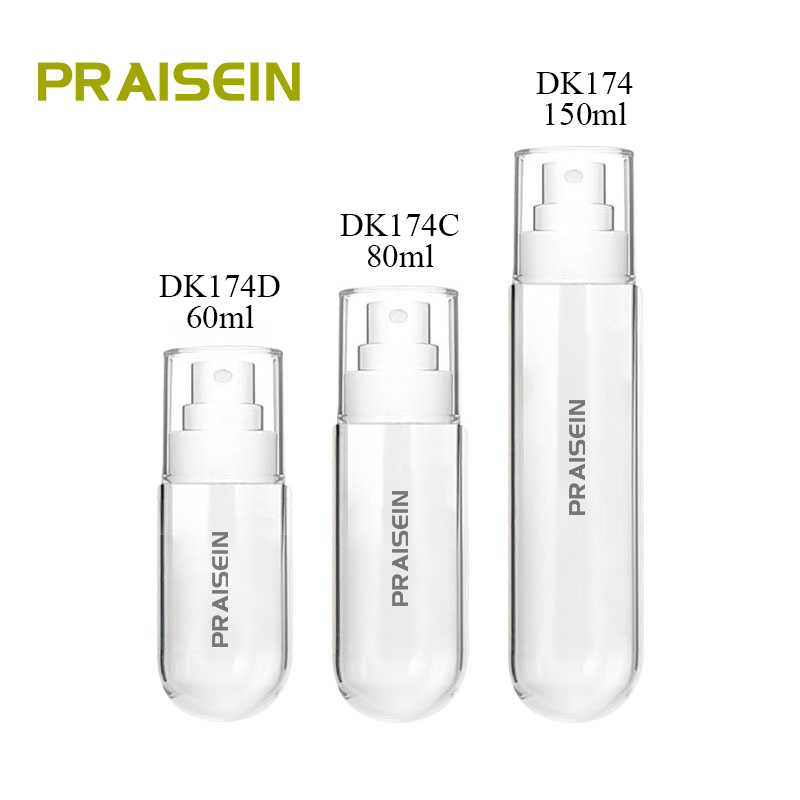 Customized Transparent Fine Mist Spray Bottle High Quality 60ml 80ml 150ml with Pump Round Empty PET Plastic Bottle Container