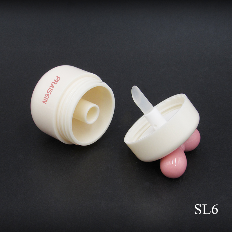 Cute Round Cosmetic Lip Gloss Container 4-5g Bow Top Plastic Empty Lip Gloss Tube