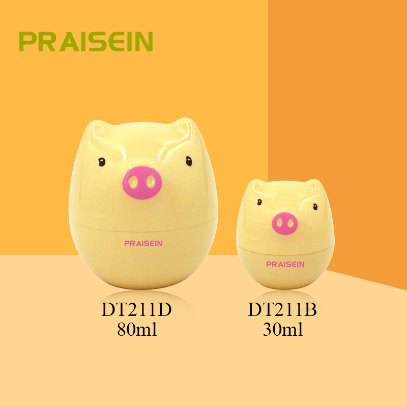 30ml/80ml cute piglet shape empty plastic cream container round wide mouth children's face cream jar skin care packaging
