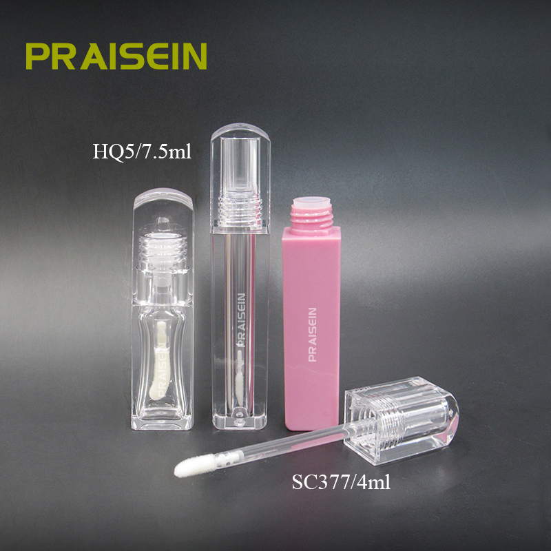 OEM ODM refillable lip gloss tube pink plastic empty cosmetic lip gloss tube with applicator 4ml