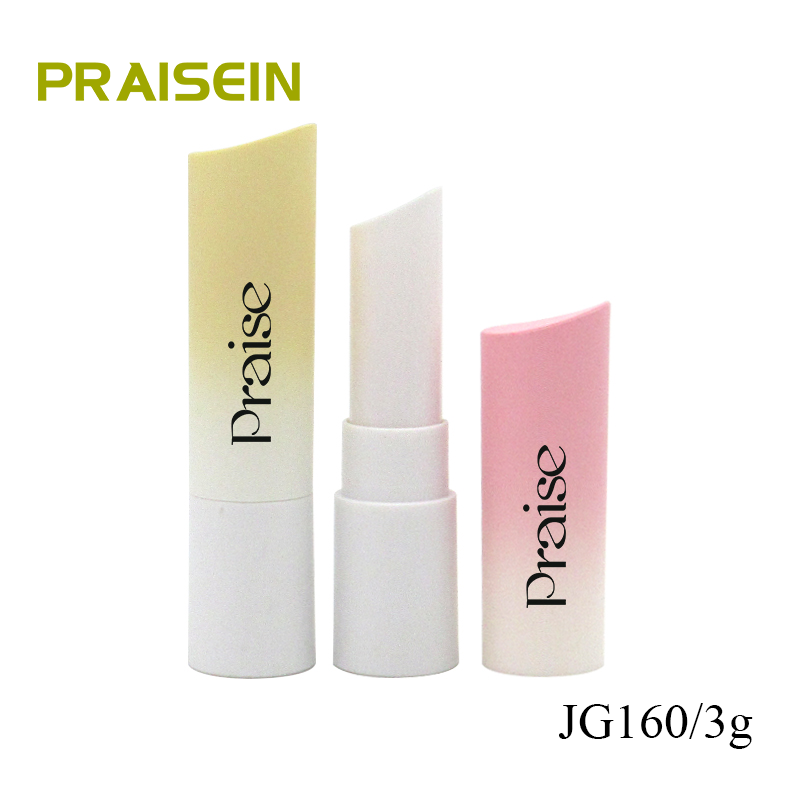 Factory price cosmetics packaging, gradient round lipstick tube custom private label plastic inclined cover lipstick casing