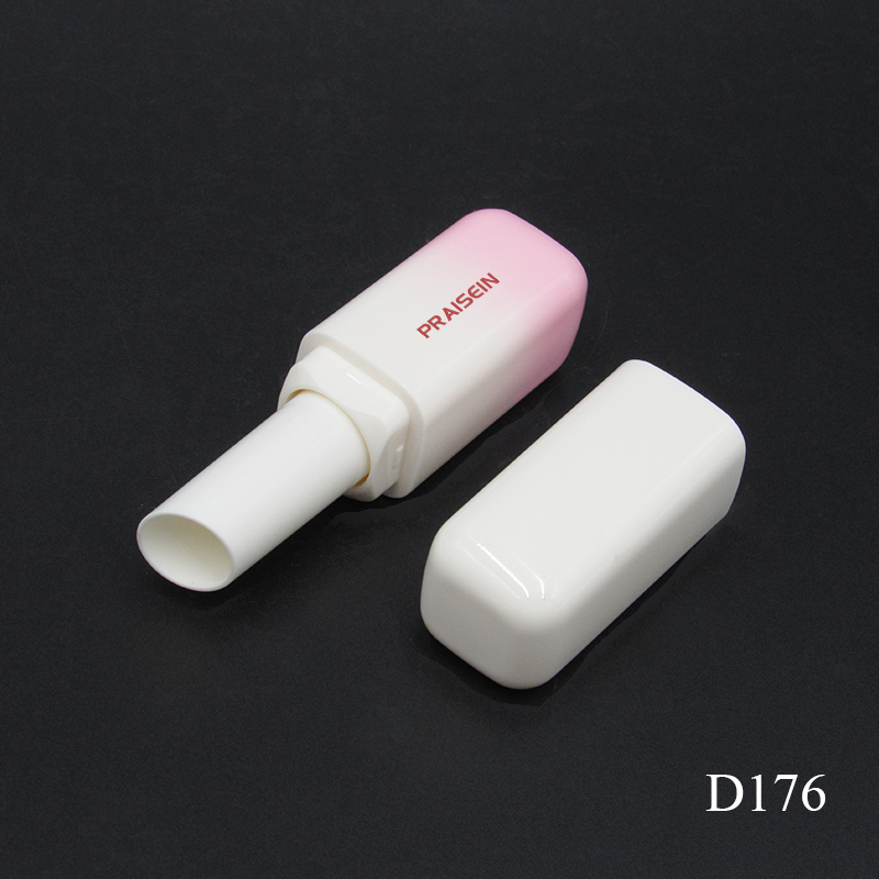 Private Customized Irreversible Rotating Lipstick Tube square Gradient pink Lipstick Container Cosmetic Plastic Packaging