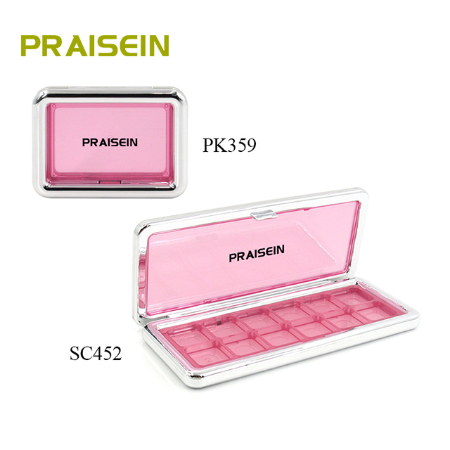 Square cosmetic powder compact blush case packaging plastic transparency plate blush container eyeshadow packaging customized