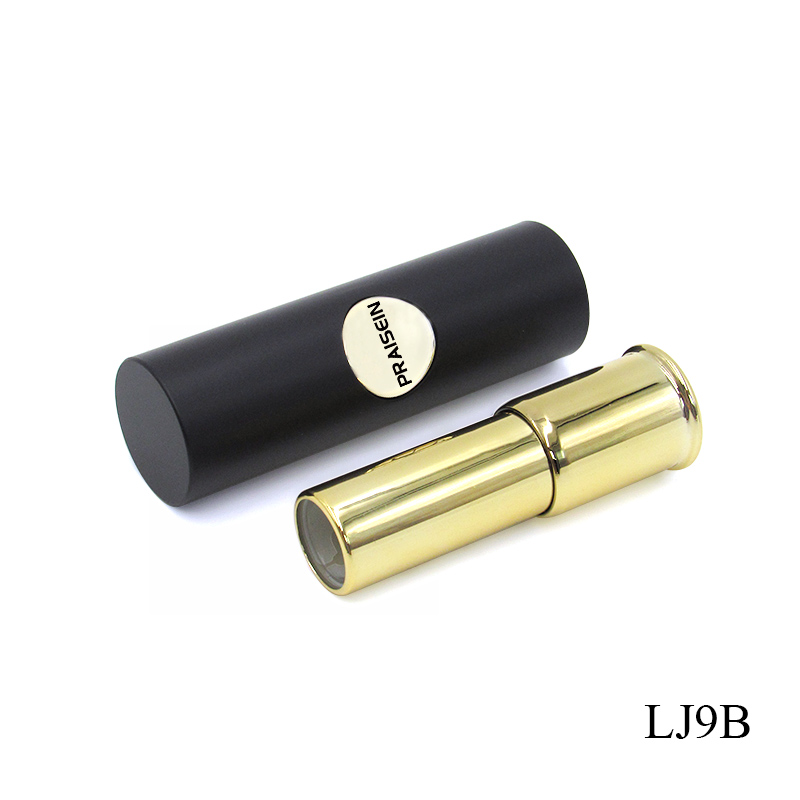 PRAISEIN brand custom round makeup lipstick container spring press type empty black lipstick tube
