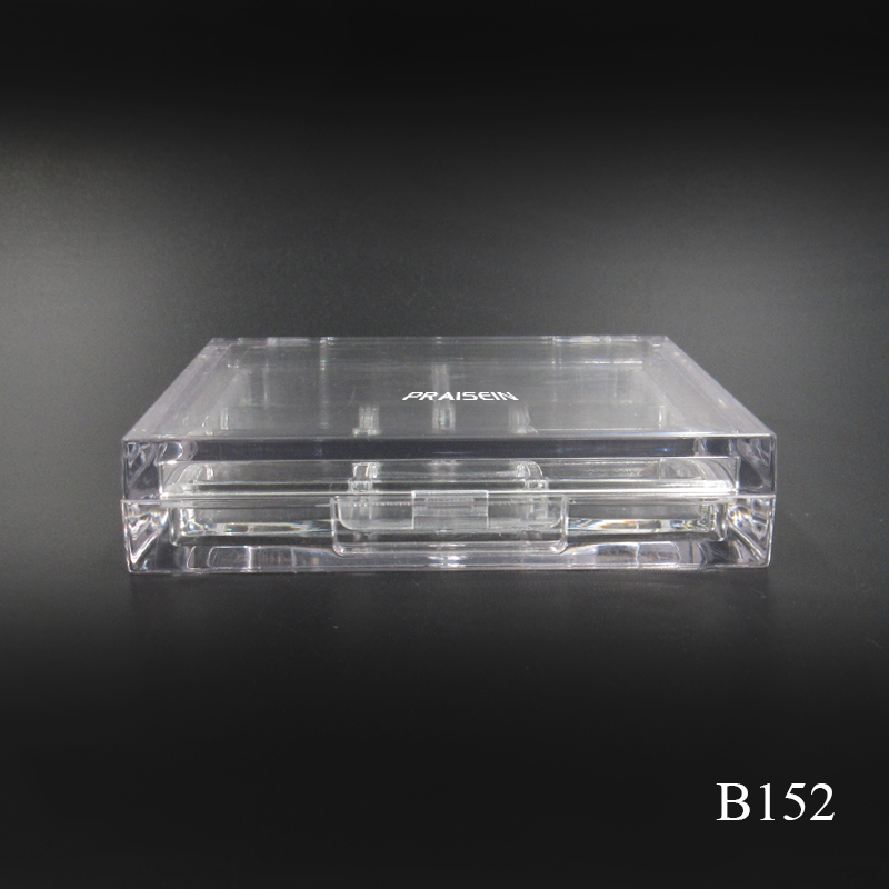 Custom cosmetic eye shadow case square transparent plastic eye shadow container, adjustable grid direction
