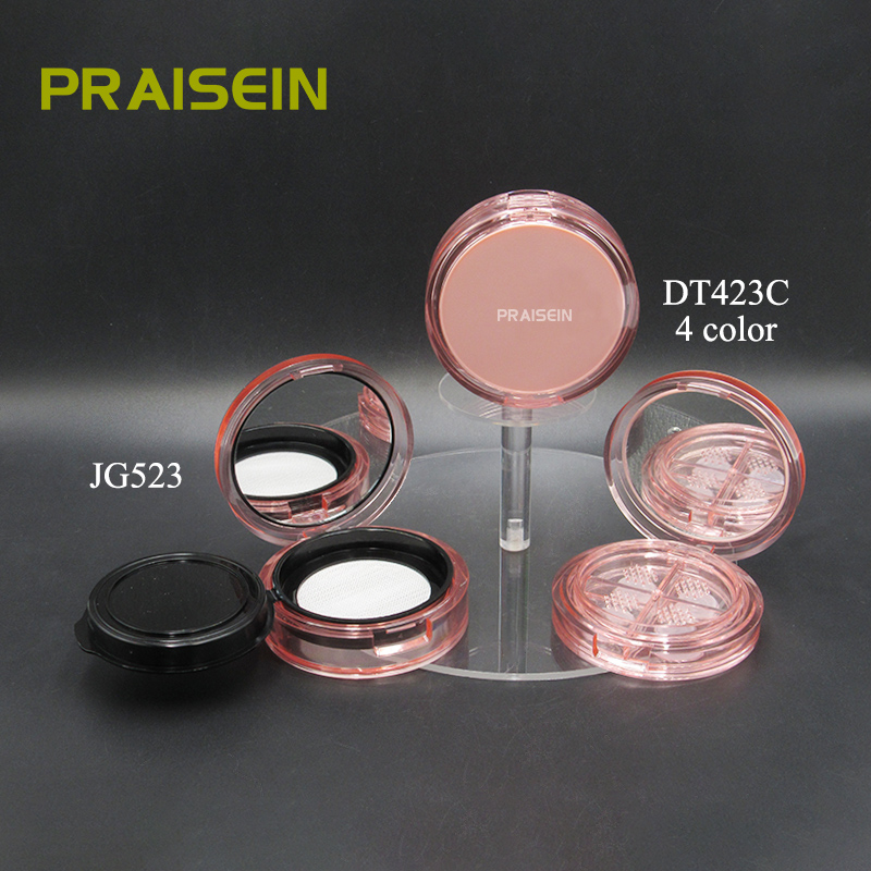 Manufacturer customizes 4-color loose powder packaging plastic round pink Setting powder case