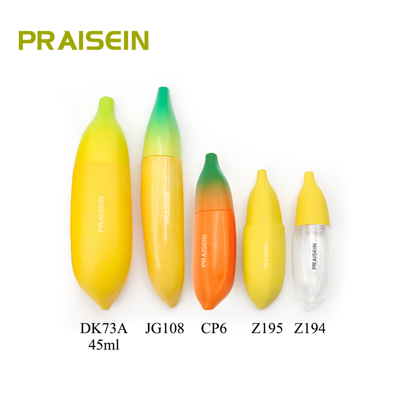 Banana shape makeup suit empty 45ml 85ml lotion bottle lipgloss lipstick Mascara Eyeliner Tube container plastic packaging