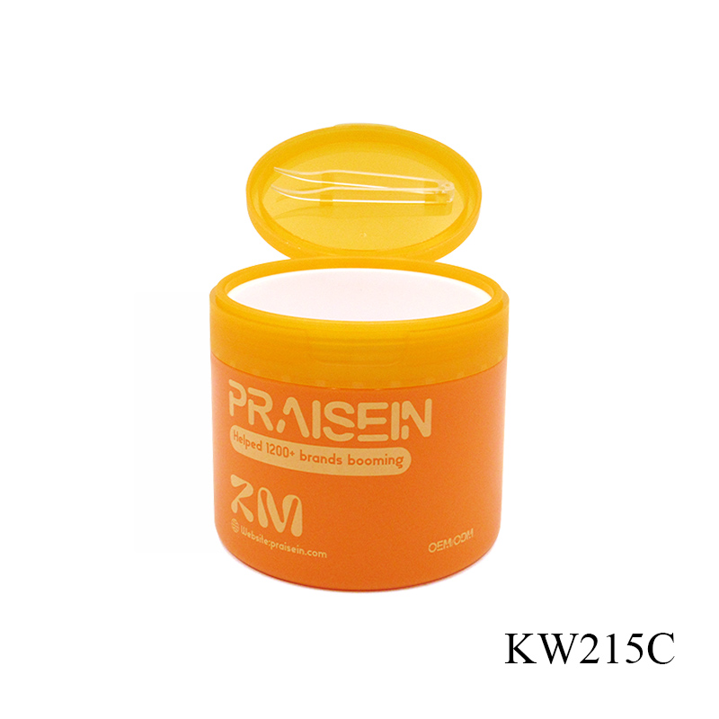Refillable Round Plastic Empty 200g Moisturizing Cotton Pad Container Empty Skin Care Jar with Tweezers