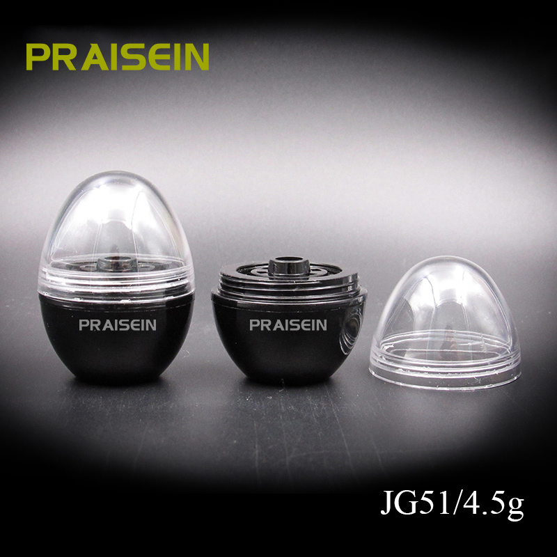 Cosmetic Packaging Supplier 4.5g Black Plastic Egg-shaped Lip Balm Container
