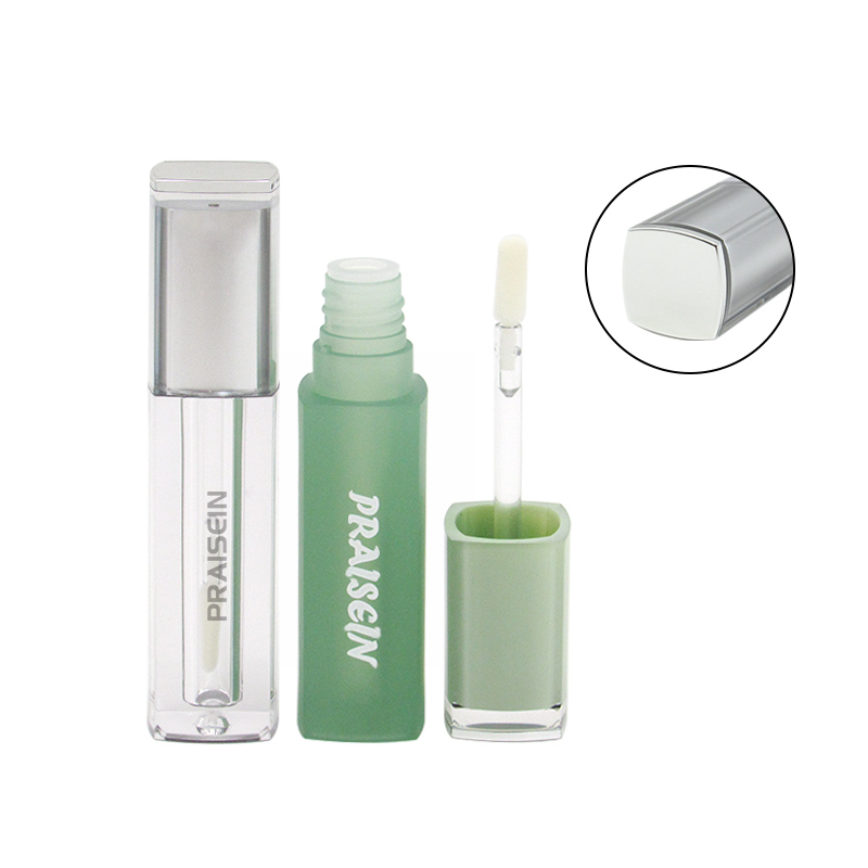 3ml square thick wall liquid lipstick container frosted green lip gloss tube packaging