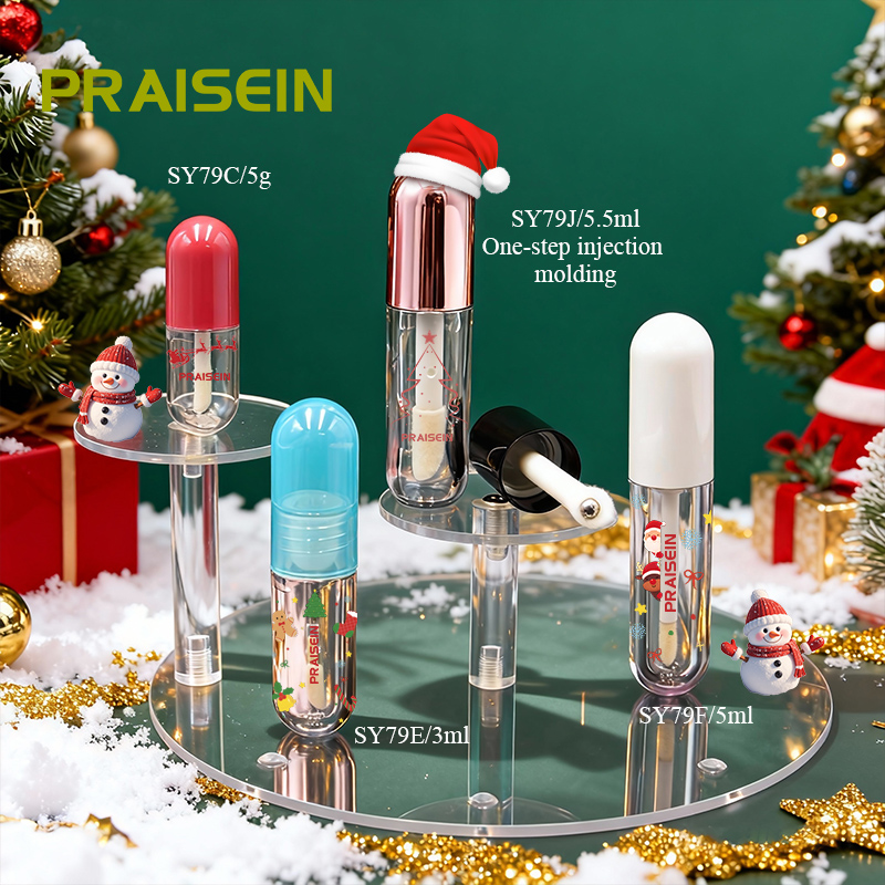 3ml 5ml Round Empty clear Lip Gloss Container Tube Capsule Shaped Cosmetic Lip Gloss Tube Plastic Packaging Factory Customized