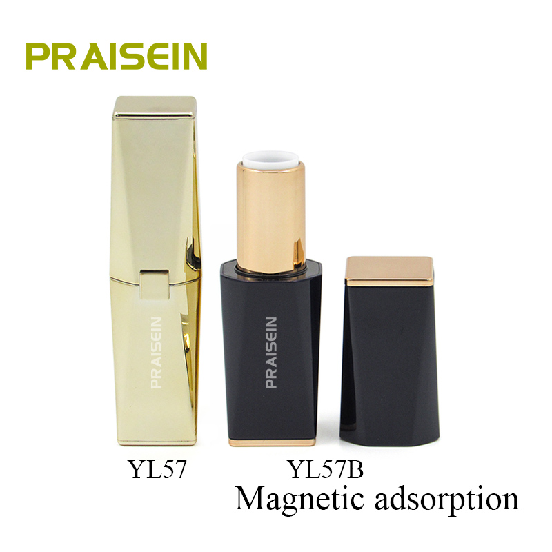Fashion beauty cosmetic packaging wholesale custom makeup plastic square lipstick empty tube container with Magnetic