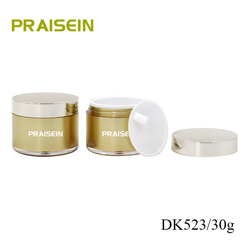 30g Skin care jar Packaging custom logo, gold plastic empty face cream container, round cosmetic cream jar free samples