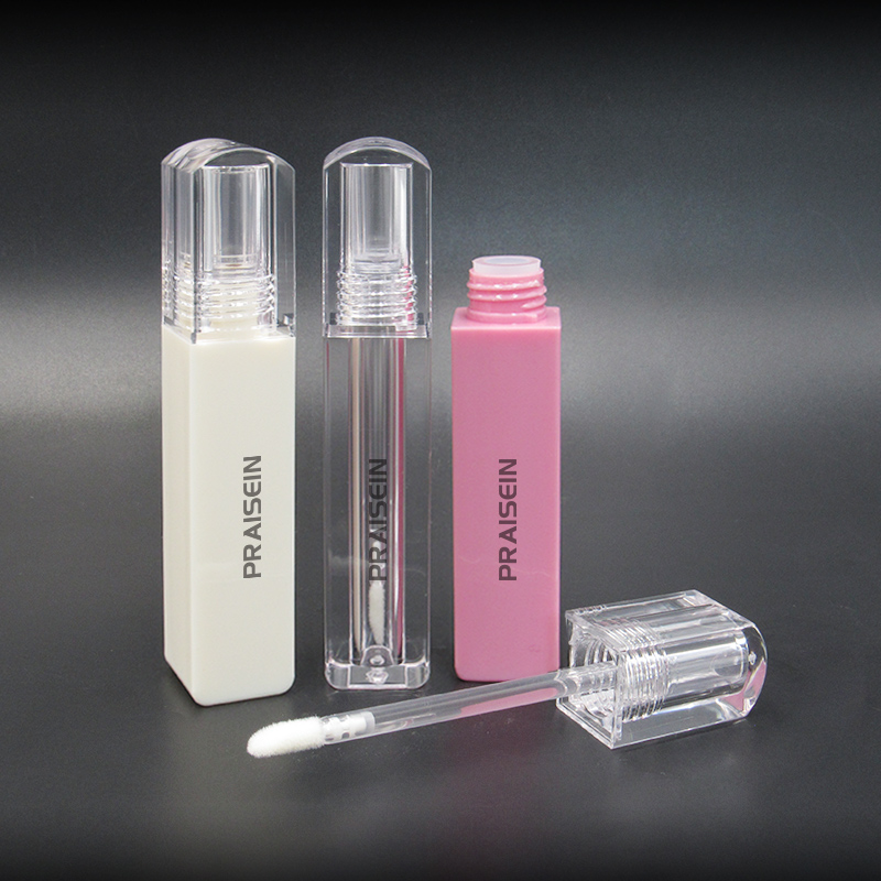 OEM ODM refillable lip gloss tube pink plastic empty cosmetic lip gloss tube with applicator 4ml