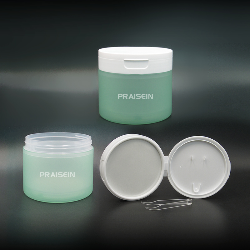 Eco-friendly cosmetic plastic jar 120ml 250g round eye mask jar toner cotton pad jar with clip