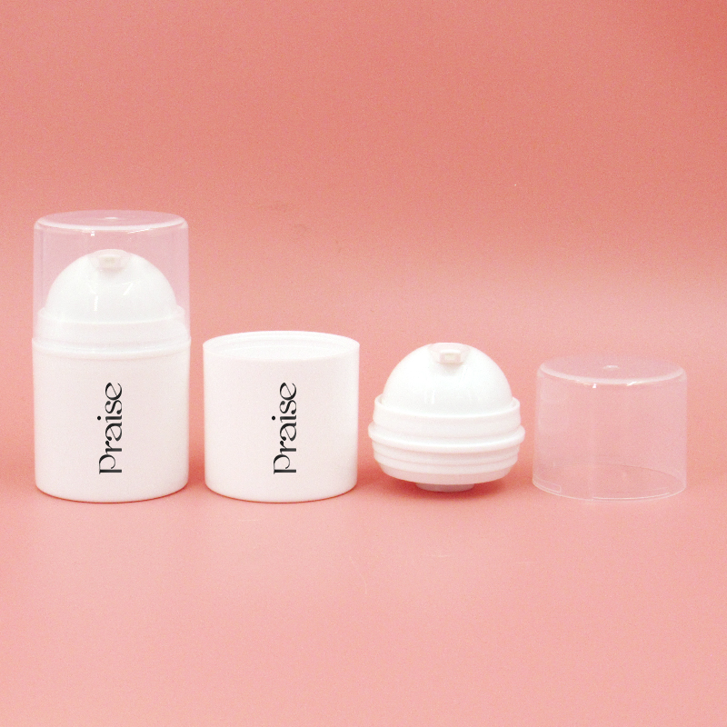 Simple round cosmetic bottle with vacuum pump white PP plastic empty lotion bottle essence cream container packaging for sale