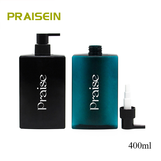 Supplier customized PETG square sealed plastic bottles, 400ml shampoo and body wash products packaging bottles with pump