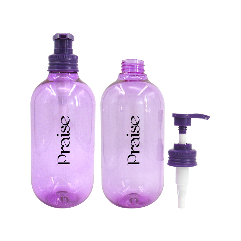 Free sample 500ml/800ml PET plastic shampoo packaging bottle wholesale, round cosmetics lotion press bottle production