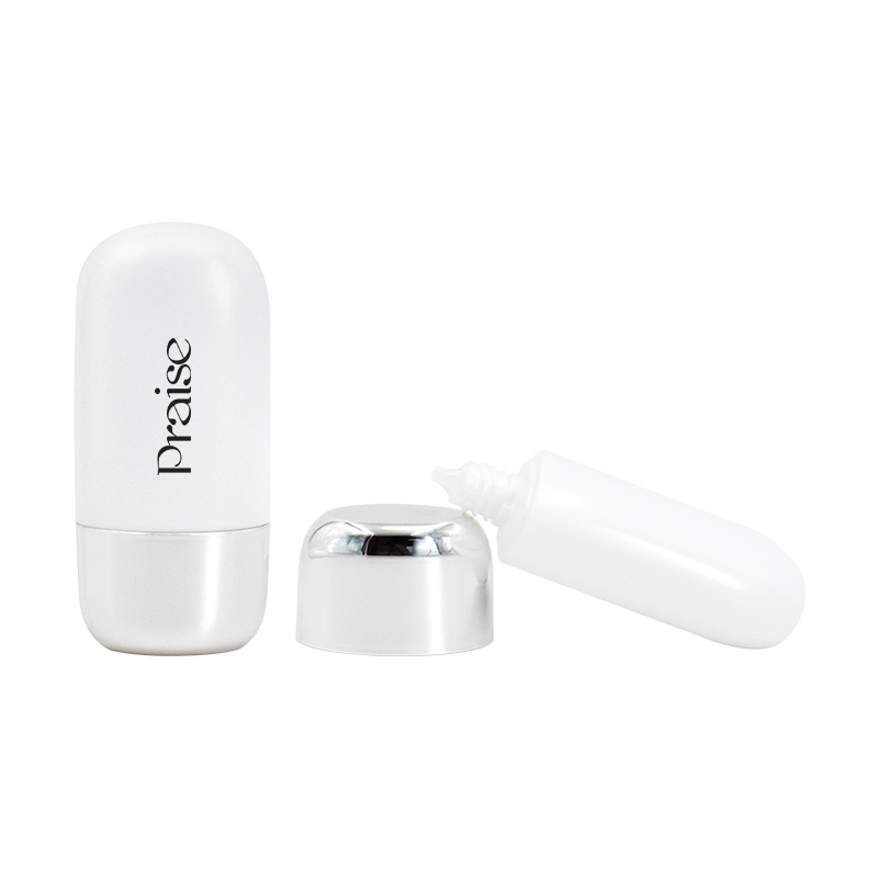 White plastic sunscreen bottle 30ml/50ml oval extrusion type empty lotion bottle with screw cap, cosmetic packaging wholesale