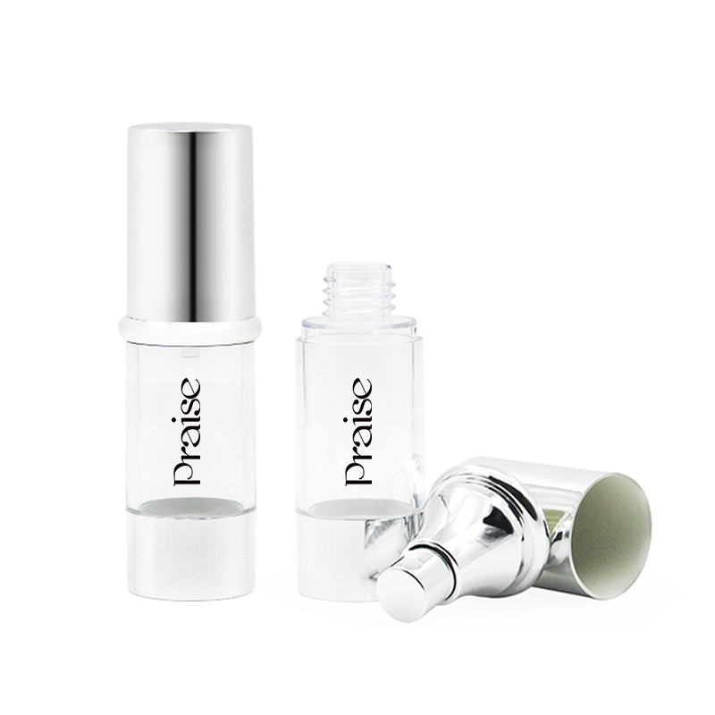 20g/30g/50g silver plated plastic vacuum pump cosmetic bottling, empty round clear lotion plastic bottle, cream jar free samples