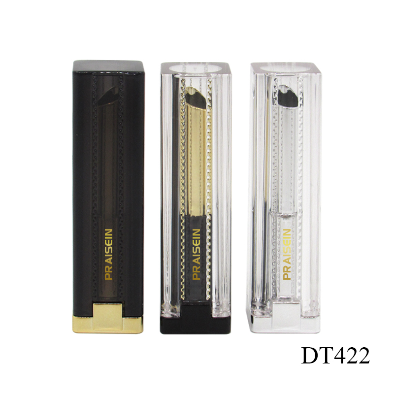 Wholesale square cosmetic empty lipstick tube black plastic can fill empty lipstick container packaging