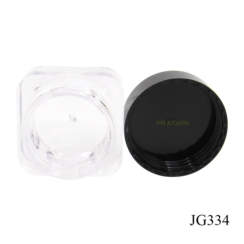 Production supply cosmetic sample container empty transparent square plastic cream jar with round lids