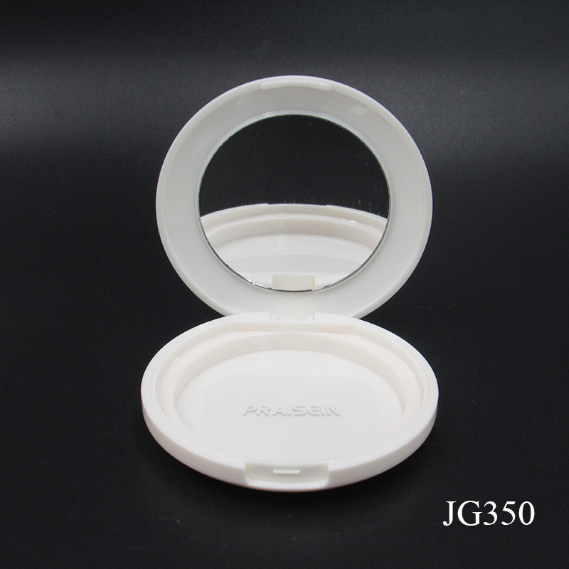 White round cosmetic blush case own brand 77mm empty plastic powder compact case