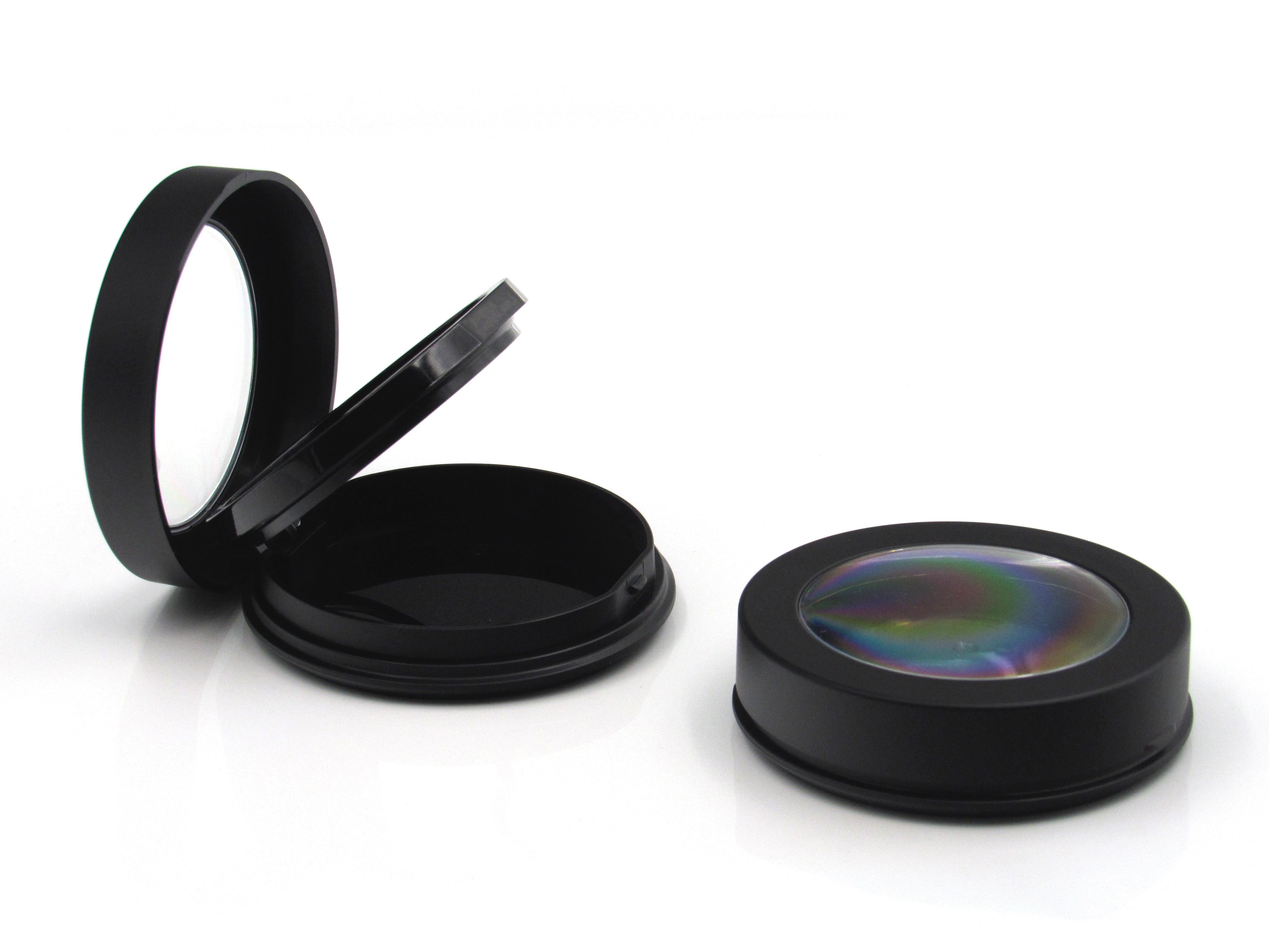Custom Empty Clear cover powder makeup case container for DIY Cosmetic plastic Powder box packaging With Sponge And mirror