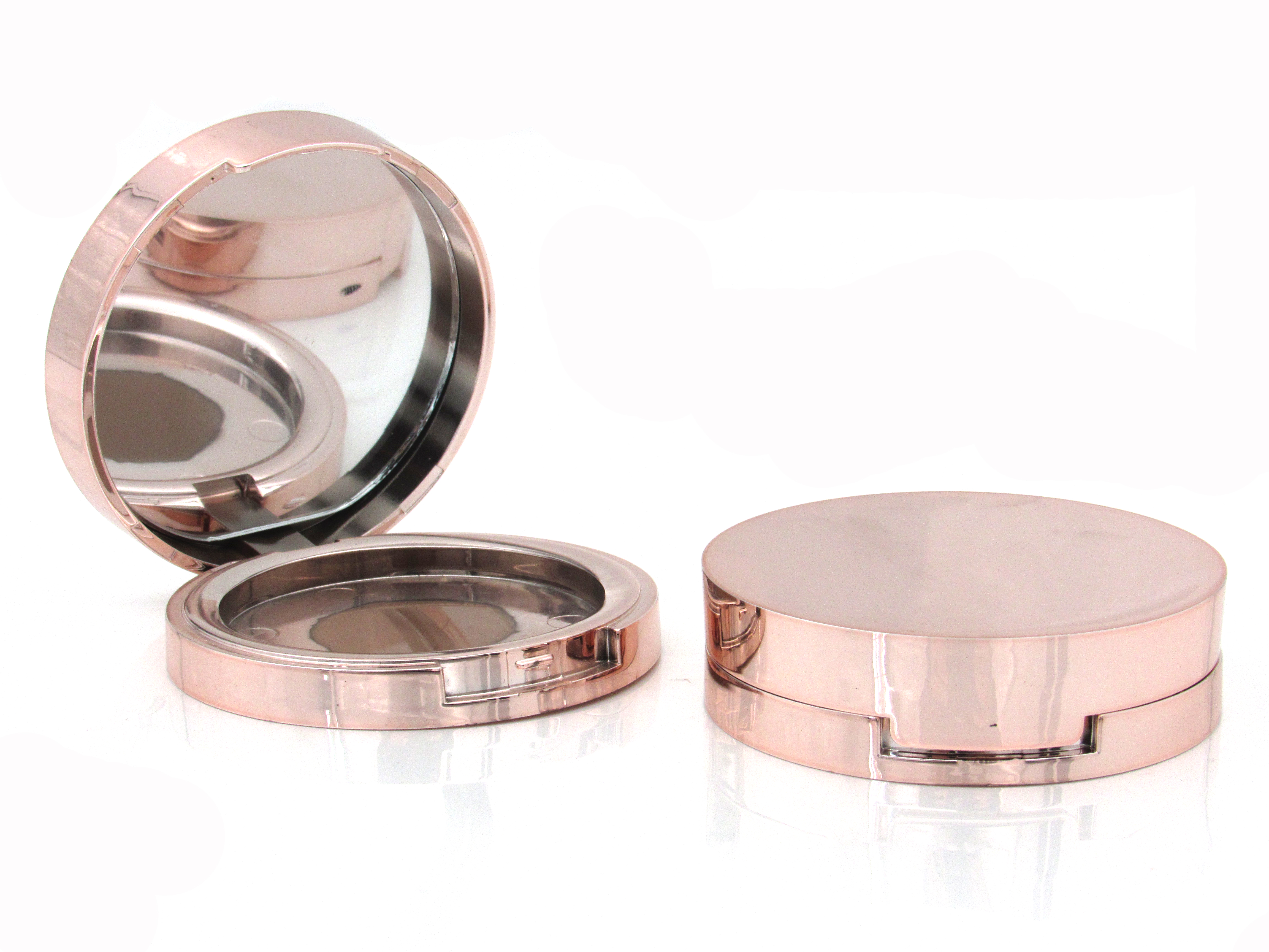 Hot sale wholesale custom cosmetic empty powder compact round case container plastic makeup packaging