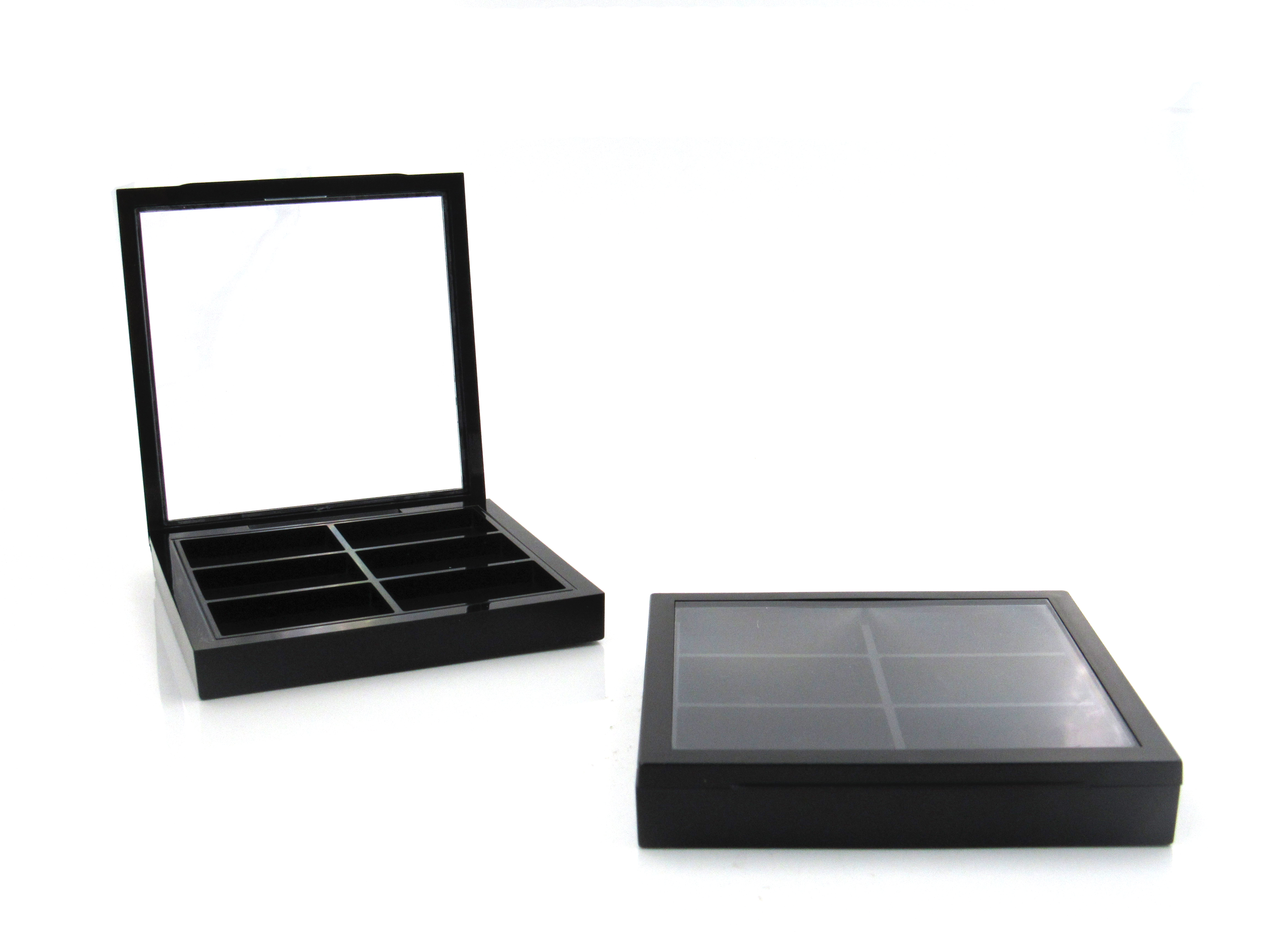 wholesale hot selling cosmetic fashion designs rectangle empty 6 color eyeshadow Palette case makeup plastic packaging