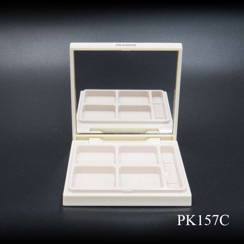 4-color Empty eyeshadow palette container custom square cosmetic plastic eye shadow case