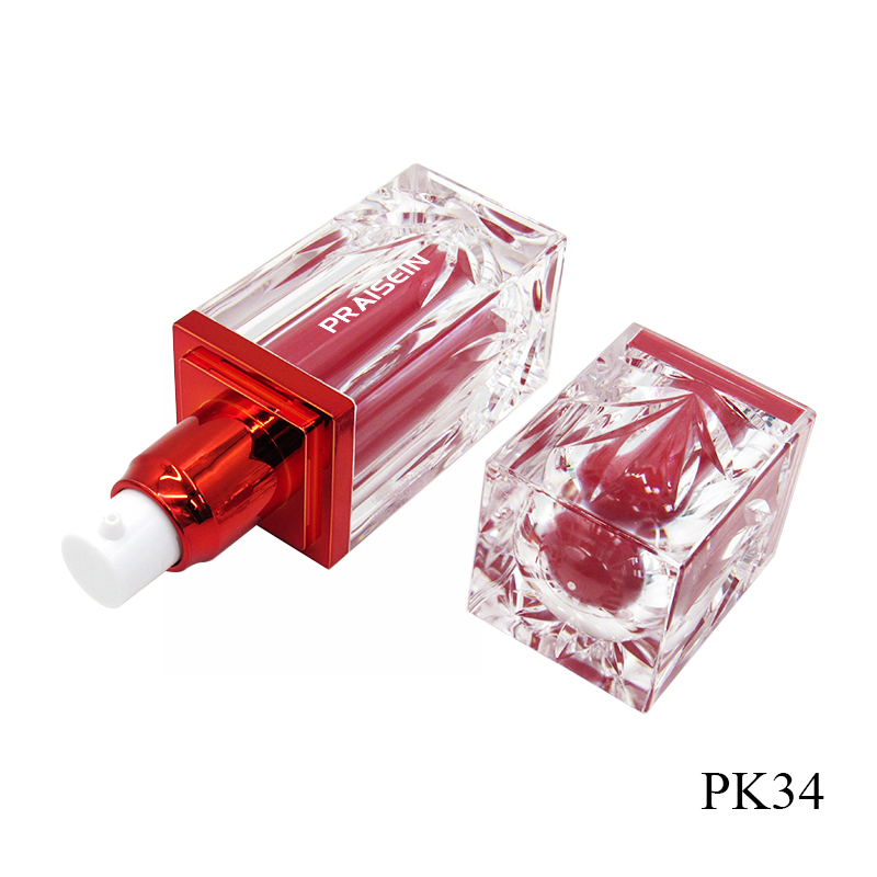 Custom lotion pump bottle 30ml square plastic essence bottle transparent cosmetic bottle packaging