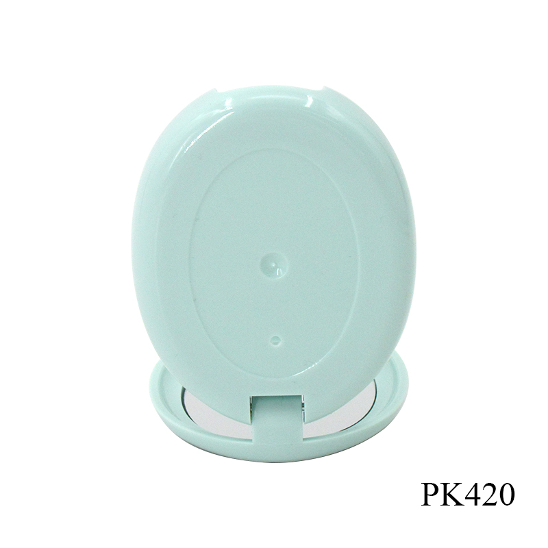 Wholesale small makeup powder compact case packaging oval clamshell plastic blush container