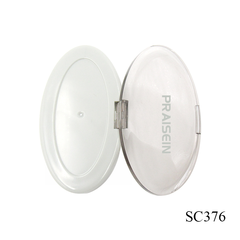 Own brand 60mm inner diameter oval empty eye shadow blush container plastic cosmetic blush case packaging