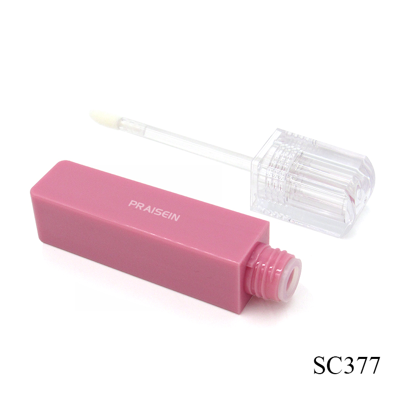 OEM ODM refillable lip gloss tube pink plastic empty cosmetic lip gloss tube with applicator 4ml