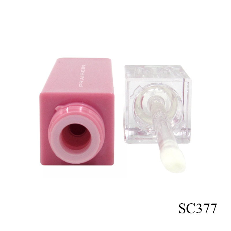 OEM ODM refillable lip gloss tube pink plastic empty cosmetic lip gloss tube with applicator 4ml