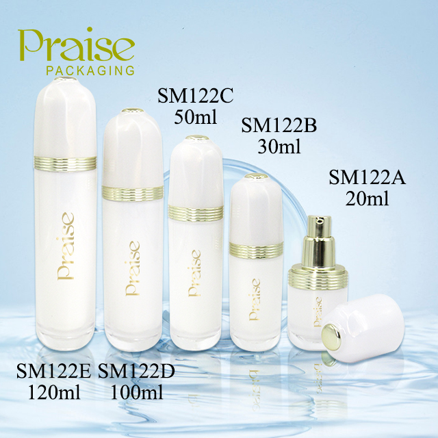 High quality luxury skin care set bottle custom empty acrylic lotion bottle with pump, round plastic essence container