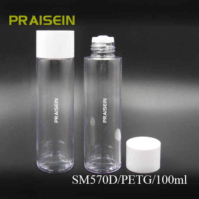 Custom private brand PETG plastic skin care bottles sell 60ml/80ml/100ml round empty transparent skin toner containers