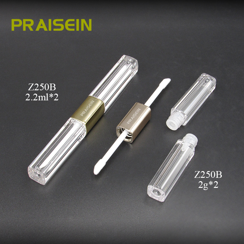 2g*2 square double end liquid eye shadow tube custom cosmetics lip gloss empty plastic packaging tube printing private label