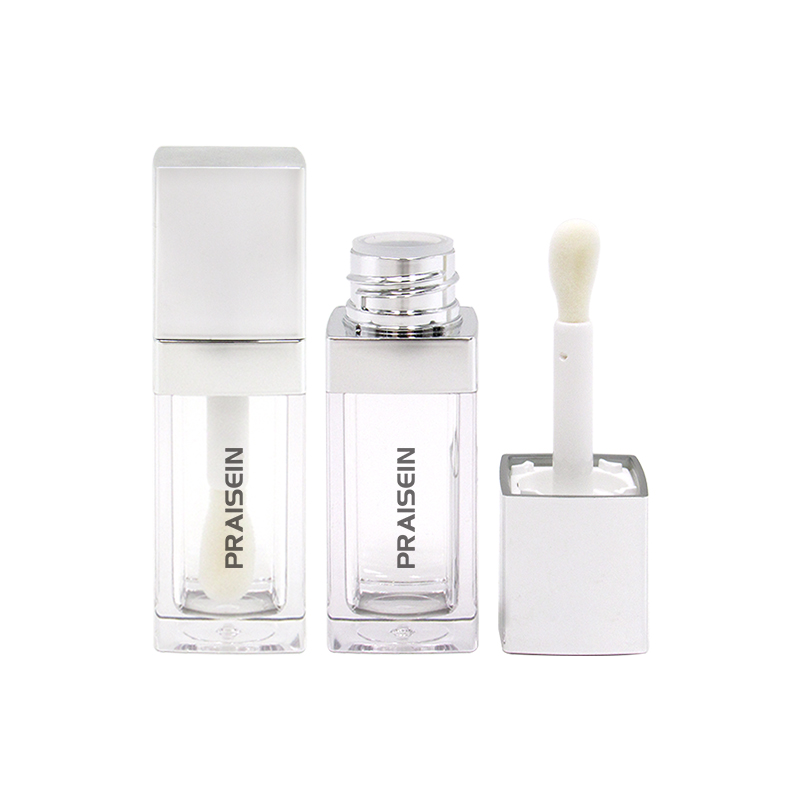 10ml empty silver lip gloss tube with label square cosmetic lip gloss bottle custom packaging