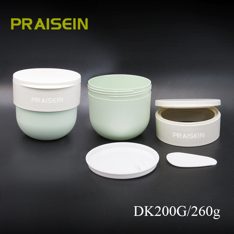 260g Empty Skin Care Jar Container Round Flip Lid Green Cream Jar with Plastic Spatula